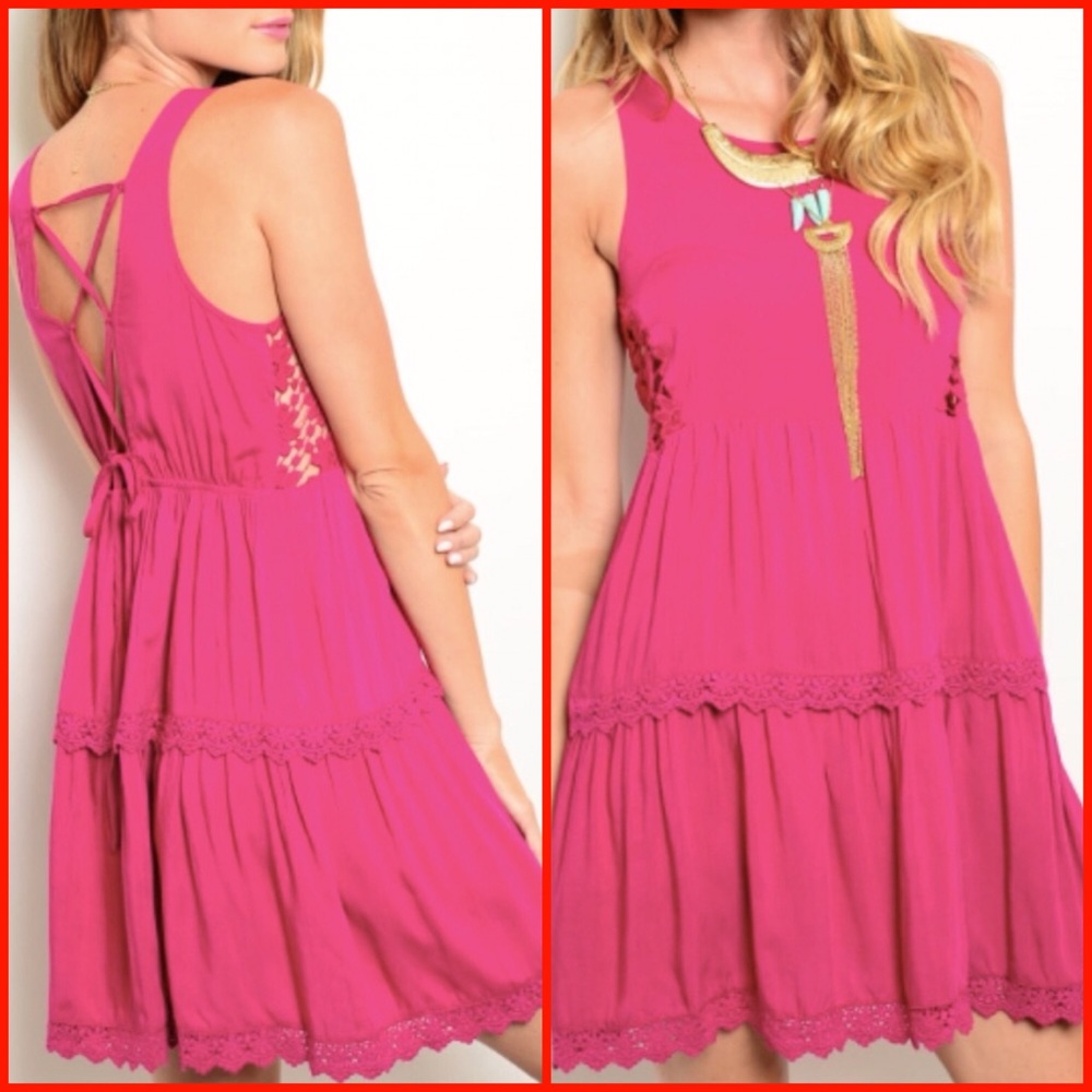 Pink/Red Halter Dress w/Side Cutouts